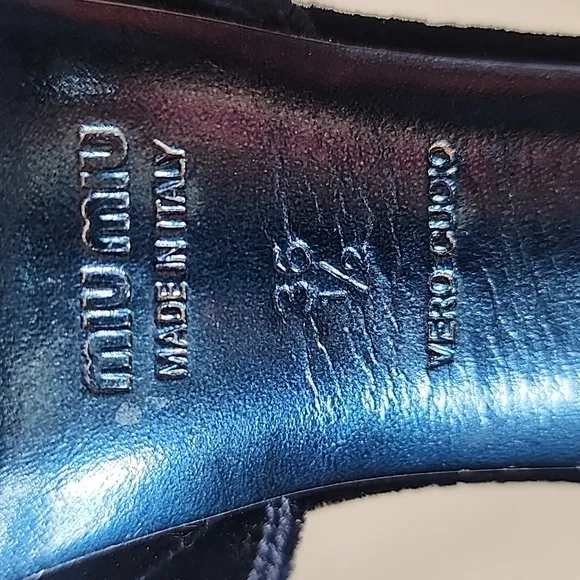 Miu Miu Velvet Blue Crystal Embellishments D'Orsay‎ Pumps Women's Size 36 1/2
