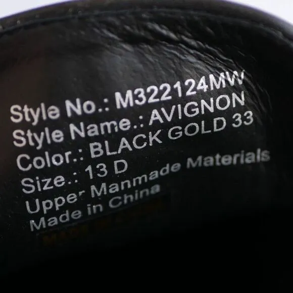 Moretti Gold Label Avignon Black Gold Dress Shoes Size 13D