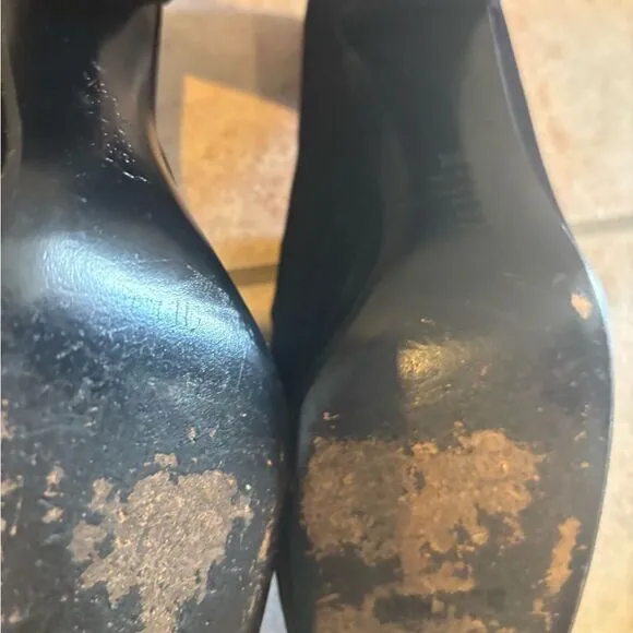 Moschino dress shoes baby doll heels logo pumps velvet y2k vintage