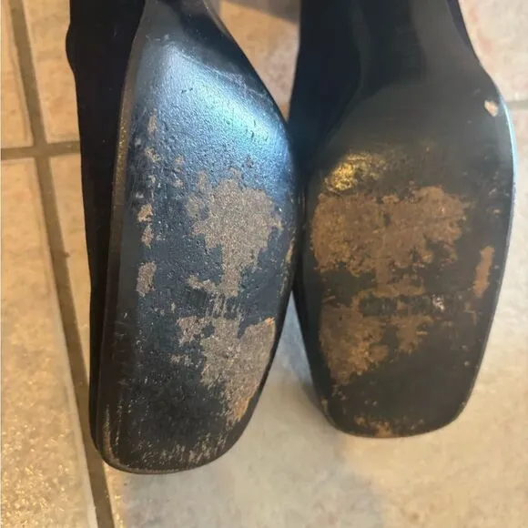 Moschino dress shoes baby doll heels logo pumps velvet y2k vintage