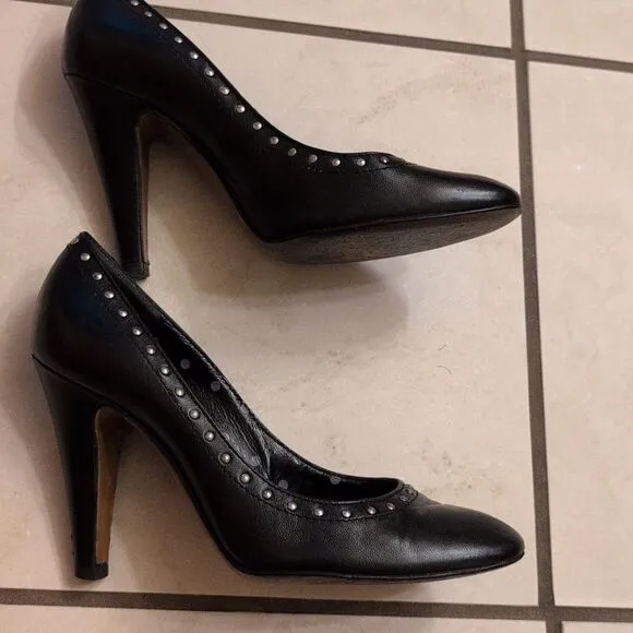 Moschino black leather heels Elegant Studded size 6.5