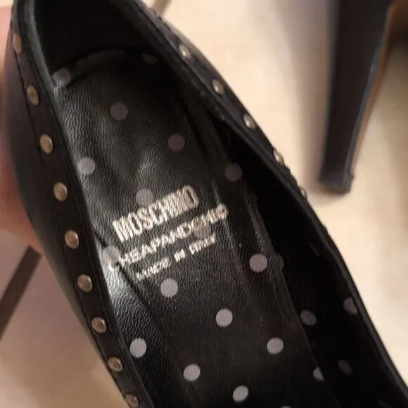 Moschino black leather heels Elegant Studded size 6.5