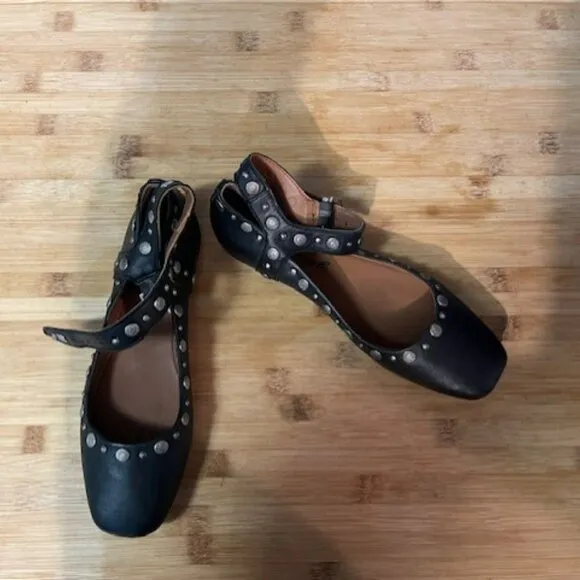 Mystic Studded Leather  Mary Jane Flats - NWOT