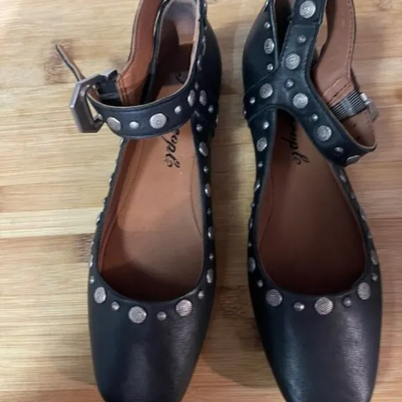 Mystic Studded Leather  Mary Jane Flats - NWOT