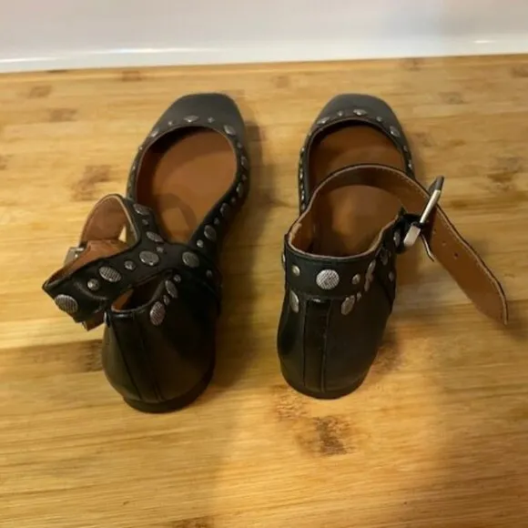 Mystic Studded Leather  Mary Jane Flats - NWOT