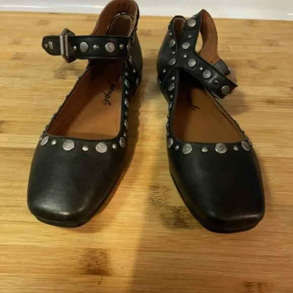Mystic Studded Leather  Mary Jane Flats - NWOT