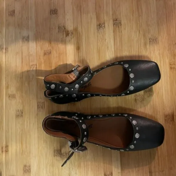 Mystic Studded Leather  Mary Jane Flats - NWOT