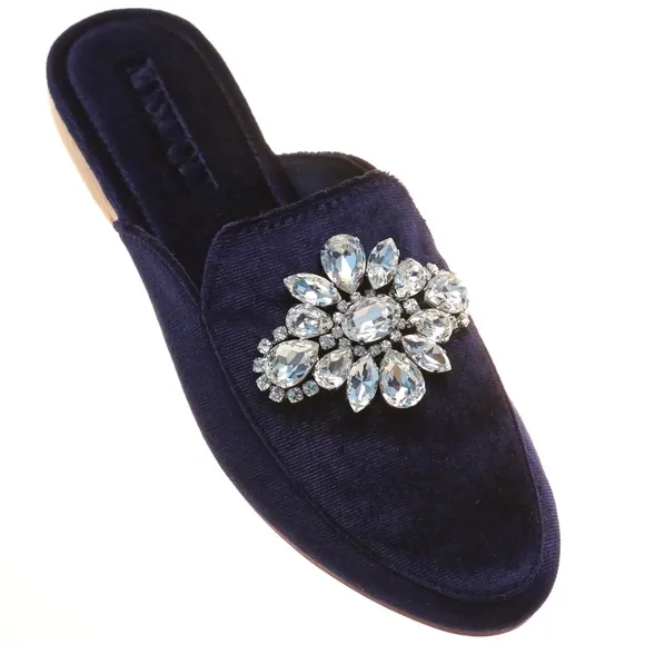 Mystique Mules Navy Velvet Shoes Flats NWT Sz 10 / 9