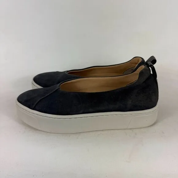 Naked Feet Regime Platform Flats Women's 8.5 Black Faux Leather Slip-On Comfort