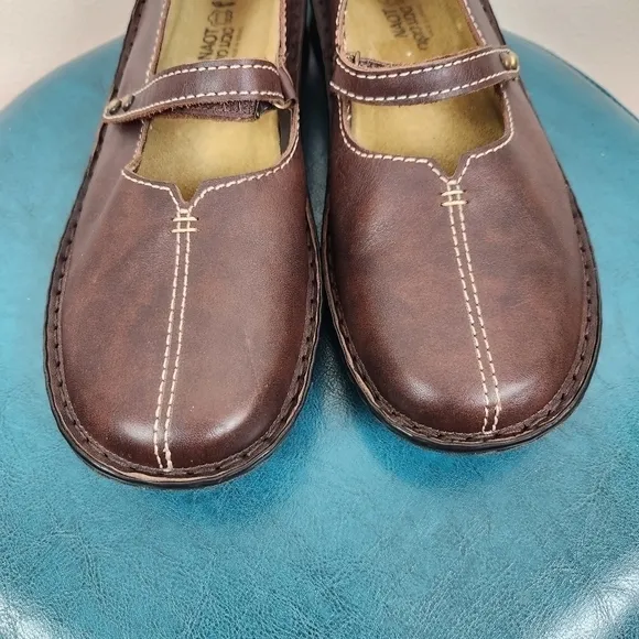 NAOT Women's Mary Janes Brown Leather Flats Shoes Size 42/L11