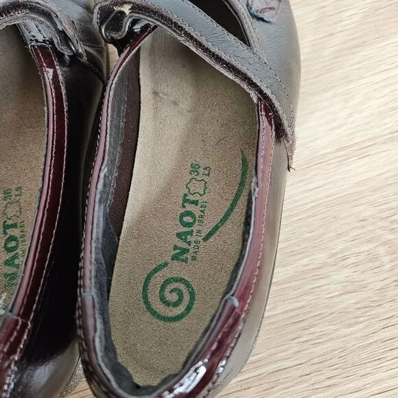 Naot Women's Shoes Nau Mai Espresso Crinkled Wine sz6/36, VGUC