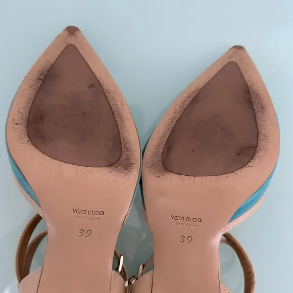 Napoleoni Suede &amp; Patent Leather Italian Shoes Pumps Size 39 Four Inch Heels