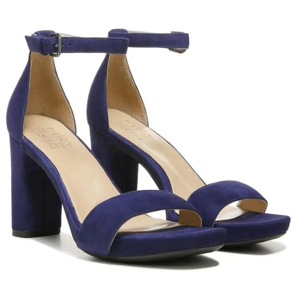 NATURALIZER Joy Womens Square Toe Dress Sandals In Haven Blue Suede