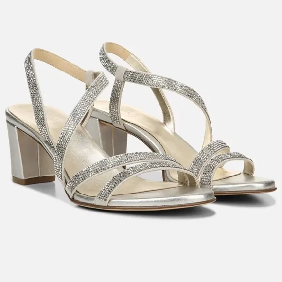 Naturalizer sz 9 Silver Fabric Vanessa Dress Strappy Open Toe Sandal New no Box
