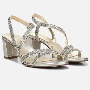 Naturalizer sz 9 Silver Fabric Vanessa Dress Strappy Open Toe Sandal New no Box