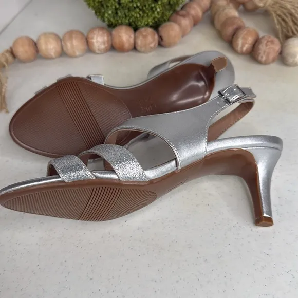 Naturalizer Taimi Heeled Sandals, Silver, Women's 8.5 M