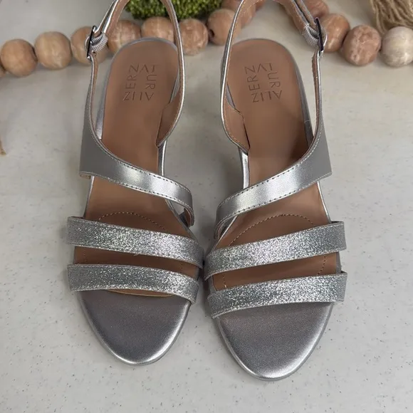 Naturalizer Taimi Heeled Sandals, Silver, Women's 8.5 M