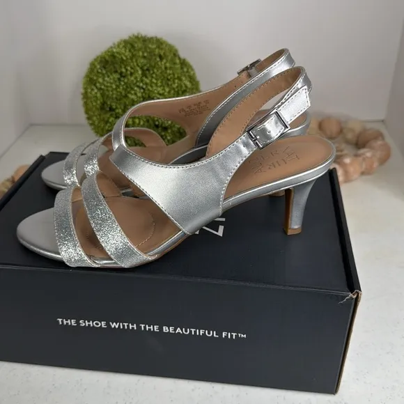 Naturalizer Taimi Heeled Sandals, Silver, Women's 8.5 M
