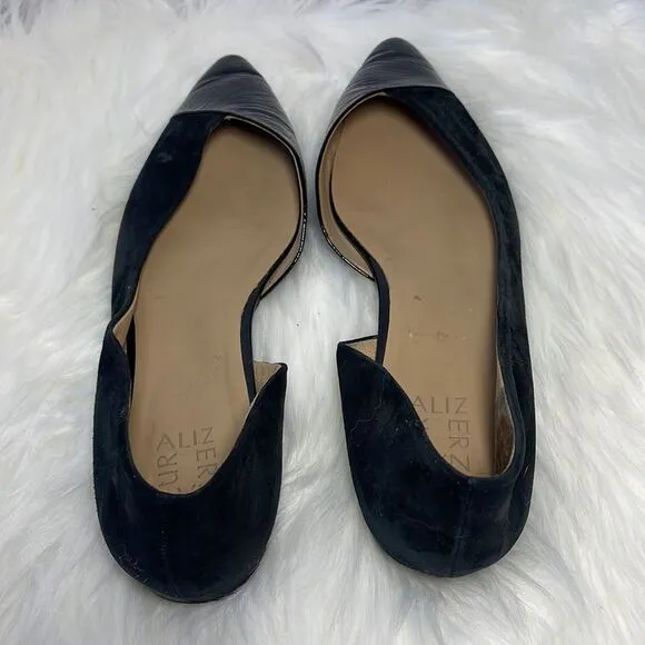 Naturalizer Hayden Black Leather/Suede D'Orsay Flats Sz 11
