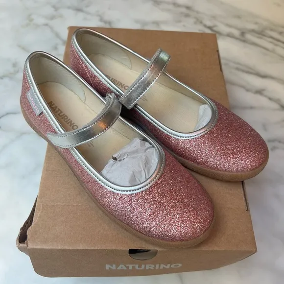 Naturino Pink and Silver Dress Shoes with Sparkle