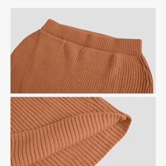 New 2pcs Deep V Neck Knit Sweater Skirt Sets