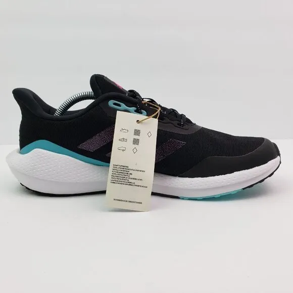 NEW Adidas EQ21 Run Girls Size 7Y Womens Sz 8 Black Pink Blue Sneaker Shoes
