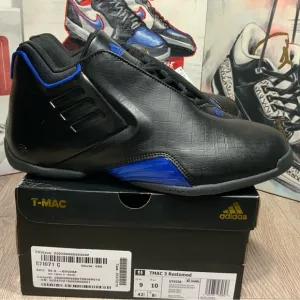 New Adidas TMAC 3 Restomod Black Royal Blue GU0258 Men's Sz 9 Basketball Shoes.