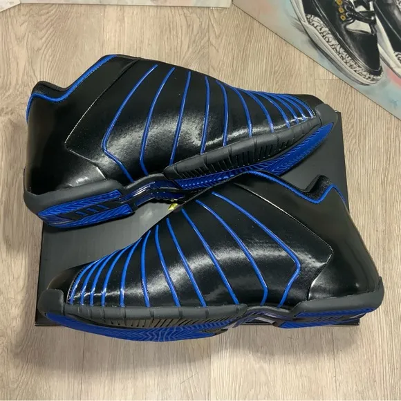 New Adidas TMAC 3 Restomod Black Royal Blue GU0258 Men's Sz 9 Basketball Shoes.