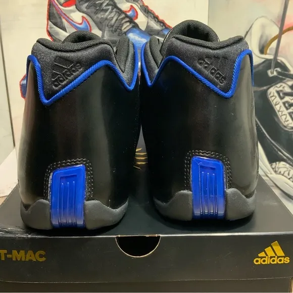 New Adidas TMAC 3 Restomod Black Royal Blue GU0258 Men's Sz 9 Basketball Shoes.