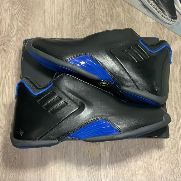 New Adidas TMAC 3 Restomod Black Royal Blue GU0258 Men's Sz 9 Basketball Shoes.