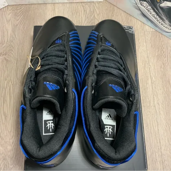 New Adidas TMAC 3 Restomod Black Royal Blue GU0258 Men's Sz 9 Basketball Shoes.