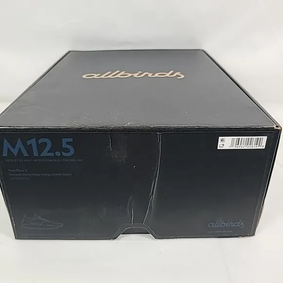 NEW Allbirds Shoes Men's Tree Flyer 2 Natural Black Hazy Indigo Sz 12.5 NIB