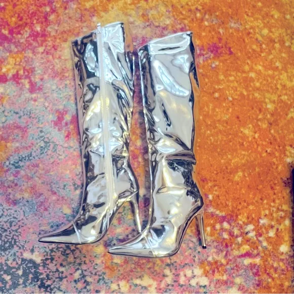 New Arqa  Metallic  High Boots Stiletto
