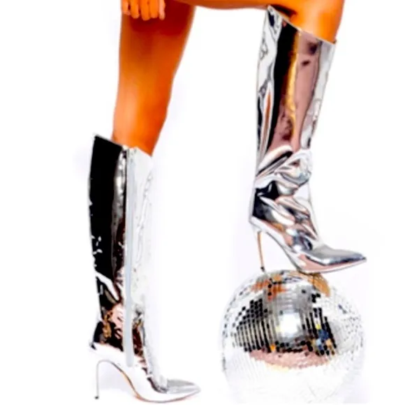 New Arqa  Metallic  High Boots Stiletto