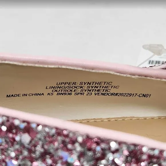 New big girl's 5 Crewcuts x J Crew pink glitter Mary Jane flats dress shoes