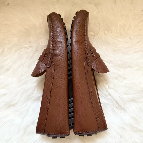 New! BOSS Hugo Boss Logo Noel Grained Leather Moccasins Loafers Driver Shoes