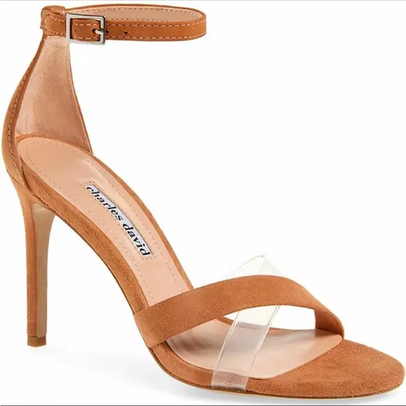 NEW CHARLES DAVID COURTNEY TAN SUEDE LEATHER CRISS CROSS ANKLE STRAP SHOES 9.5
