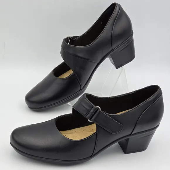 NEW Clarks Collection Emslie Lulin Pumps, Black Leather, Women's 9.5M