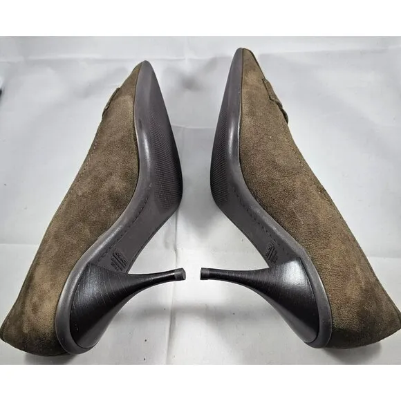 NEW COACH Brown  Flint,Sarrah Kidsuede, Pointed Toe Gold Buckle  ITALY  Size 7
