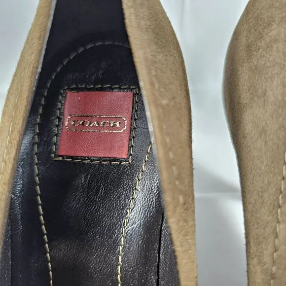NEW COACH Brown  Flint,Sarrah Kidsuede, Pointed Toe Gold Buckle  ITALY  Size 7