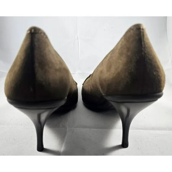 NEW COACH Brown  Flint,Sarrah Kidsuede, Pointed Toe Gold Buckle  ITALY  Size 7