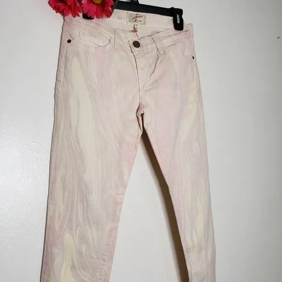 NEW Current Elliott Marble Taffy Cigarette Jeans Skinny Stiletto Ankle Summer