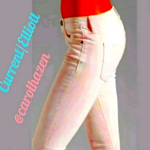 NEW Current Elliott Marble Taffy Cigarette Jeans Skinny Stiletto Ankle Summer