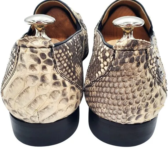 New David Eden Surry Men's size 7.5 Brown white Genuine Snake loafer dress shoes
