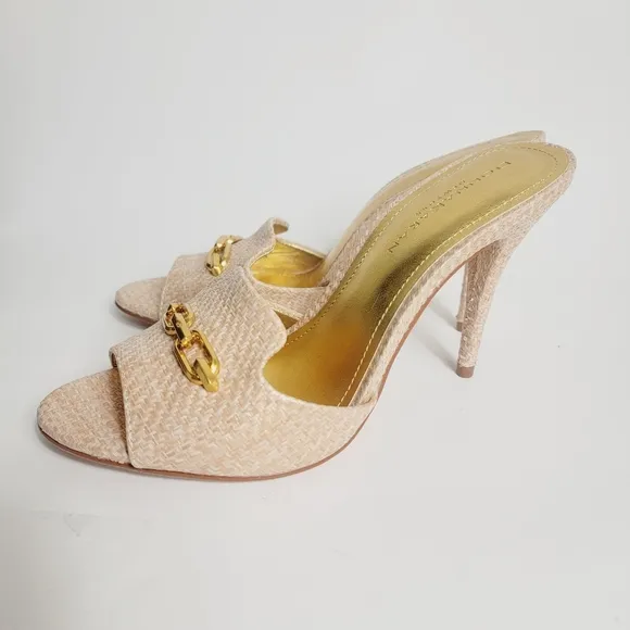 NEW Donna Karan New York Senna Sand Mule Stiletto Size 7 -DESIGNER $150 Retail