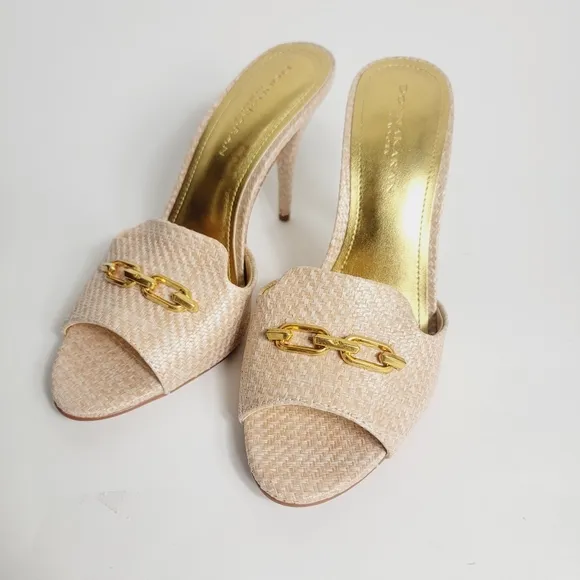 NEW Donna Karan New York Senna Sand Mule Stiletto Size 7 -DESIGNER $150 Retail