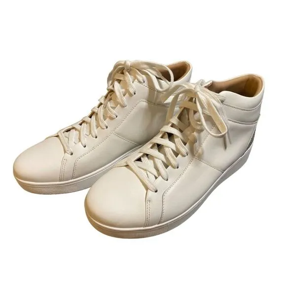 New FitFlop Womens White‎ Rally Glitter High Top Sneaker Sz 8