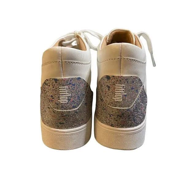 New FitFlop Womens White‎ Rally Glitter High Top Sneaker Sz 8