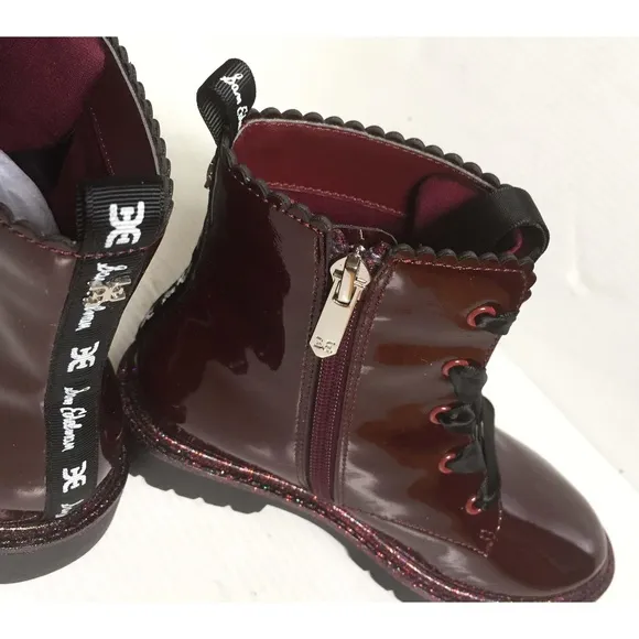 NEW ⭐ Glitter ⭐Glossy Plum Kids Girl Booties Boots ~ size 13