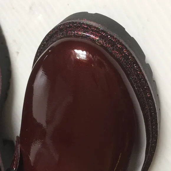 NEW ⭐ Glitter ⭐Glossy Plum Kids Girl Booties Boots ~ size 13